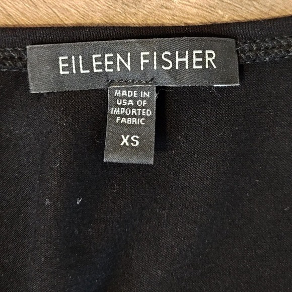 Eileen Fisher Dress Womens XS Black Scoop Neck Elbow Sleeve Tunic Made in USA - Picture 3 of 9